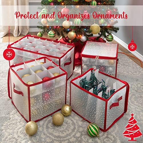 Simplify 64 Count Ornament Storage Box | Plastic | Decorative Organizer | Storage Bin | Red | L12 x W12 x H12 - Image 4
