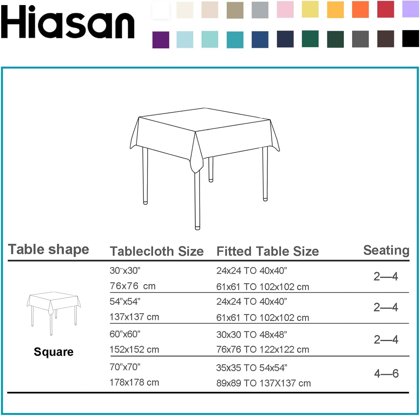 Hiasan Light Yellow Square Tablecloth - Waterproof and Spillproof Restaurant Washable Polyester Table Cloth for Dining Room, 54 x 54 Inch