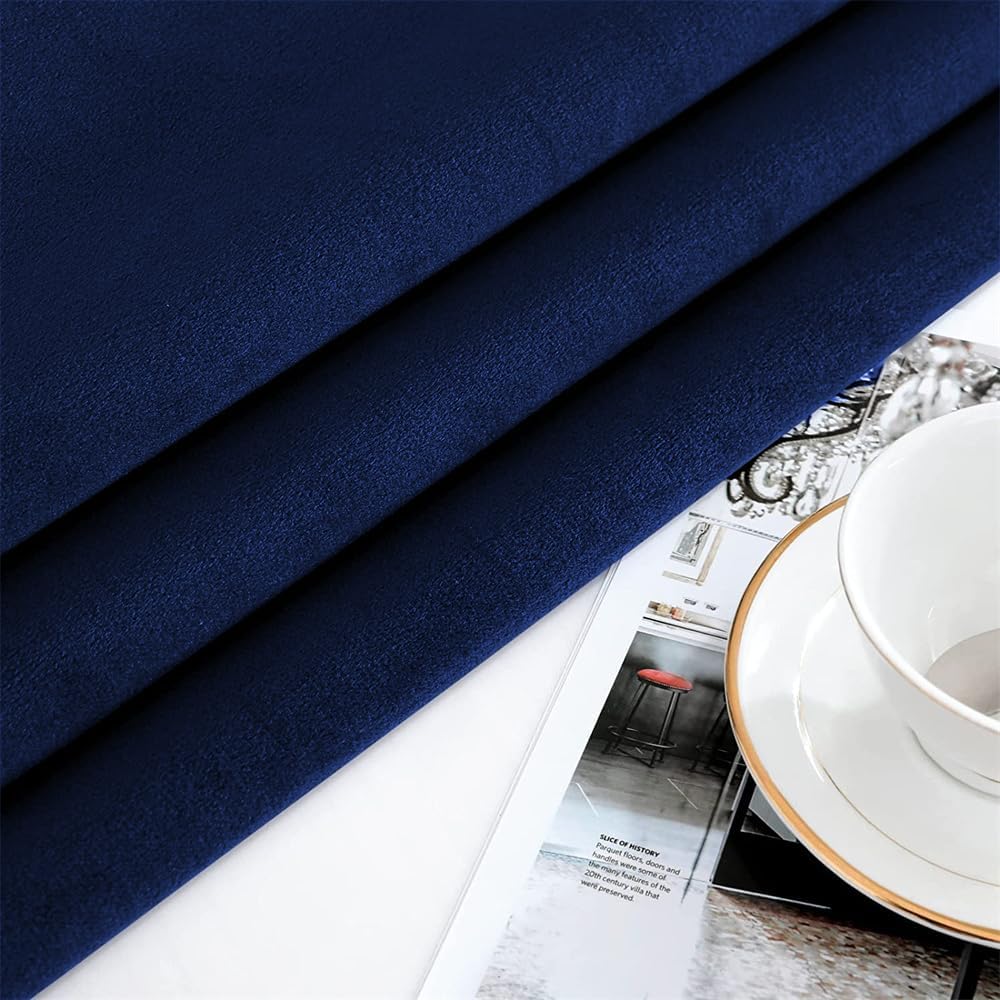 F-CHU Luxury Blue Tablecloth Thickset Velvet Tablecloth with Beautiful Gold Tassels Vintage Table Cloth for Home Decor Wedding, Party, Banquet and Events 60x102-Inch