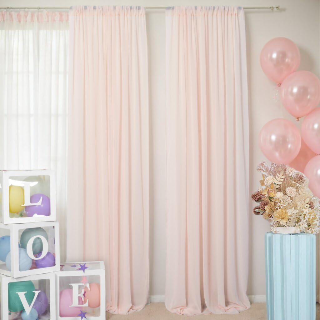 DUOBAO Peach Chiffon Backdrop Curtain-2 Panels 29"x120" Wedding Chiffon Backdrop Drapes Polyester Chiffon Fabric Drapes Birthday Backdrops Voile Window Curtain Photography Backdrop (29''x120''x2pcs)