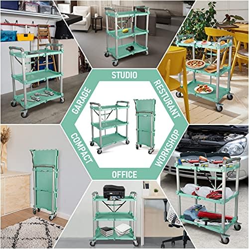 Olympia Tools 89-353 Pack N Roll Collapsible Service Cart, XL, 300LB Capacity, Teal - Image 4