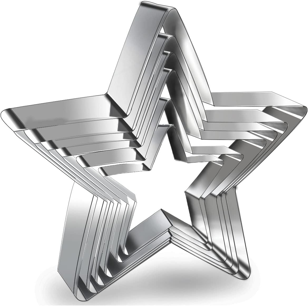 6 Pieces Star Cookie Cutters Set - Stainless Steel Five-Pointed Shaped Cutter, Biscuit Molds, Fondant Cake Cheese Cutter, Pastry Mold Bakeware Tools - Christmas Gifts (Assorted Sizes)