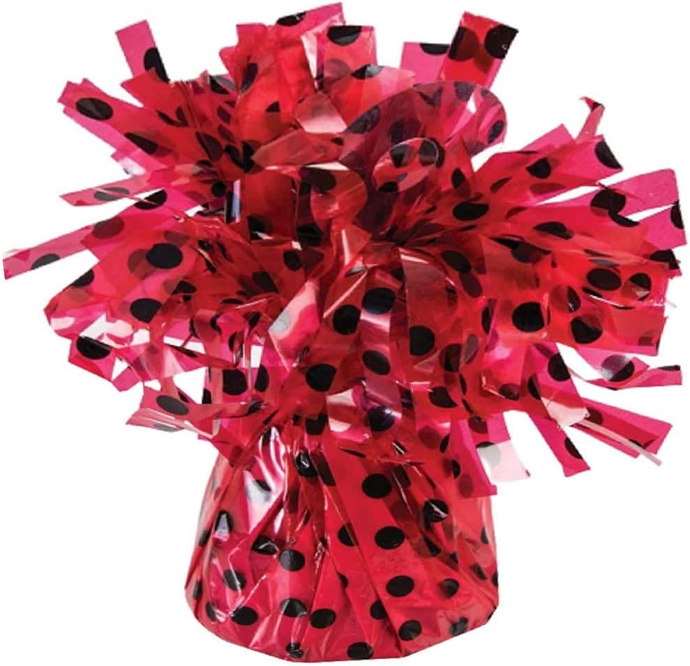 PMU Polka Dot Kisses Balloon Weights - Decorative Balloon Weight for Christmas, Thanksgiving, Birthday, Party Favors, Wedding & Baby Shower - 6oz. Red With Black, Pkg/1