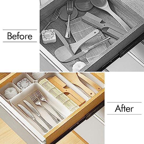Poeland 15 Pcs Drawer Organizer Tray Storage Box for Bedroom Dresser Bathroom Kitchen, Frosted - Image 2