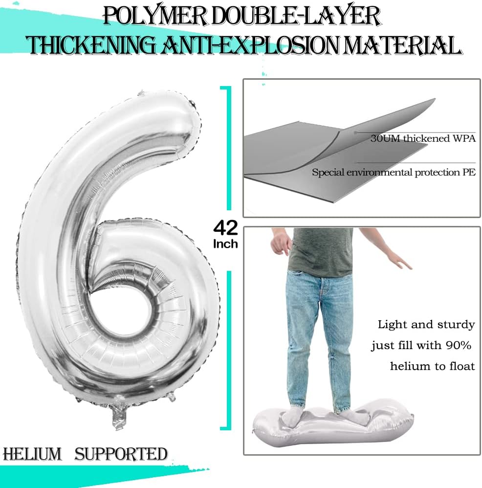 GOER Number 16 Balloons for 16th Birthday Sweet 16 Party Decorations,42 Inch Jumbo Foil Helium 61 Balloons for 61st Birthday Party Decoration (Sage Green)