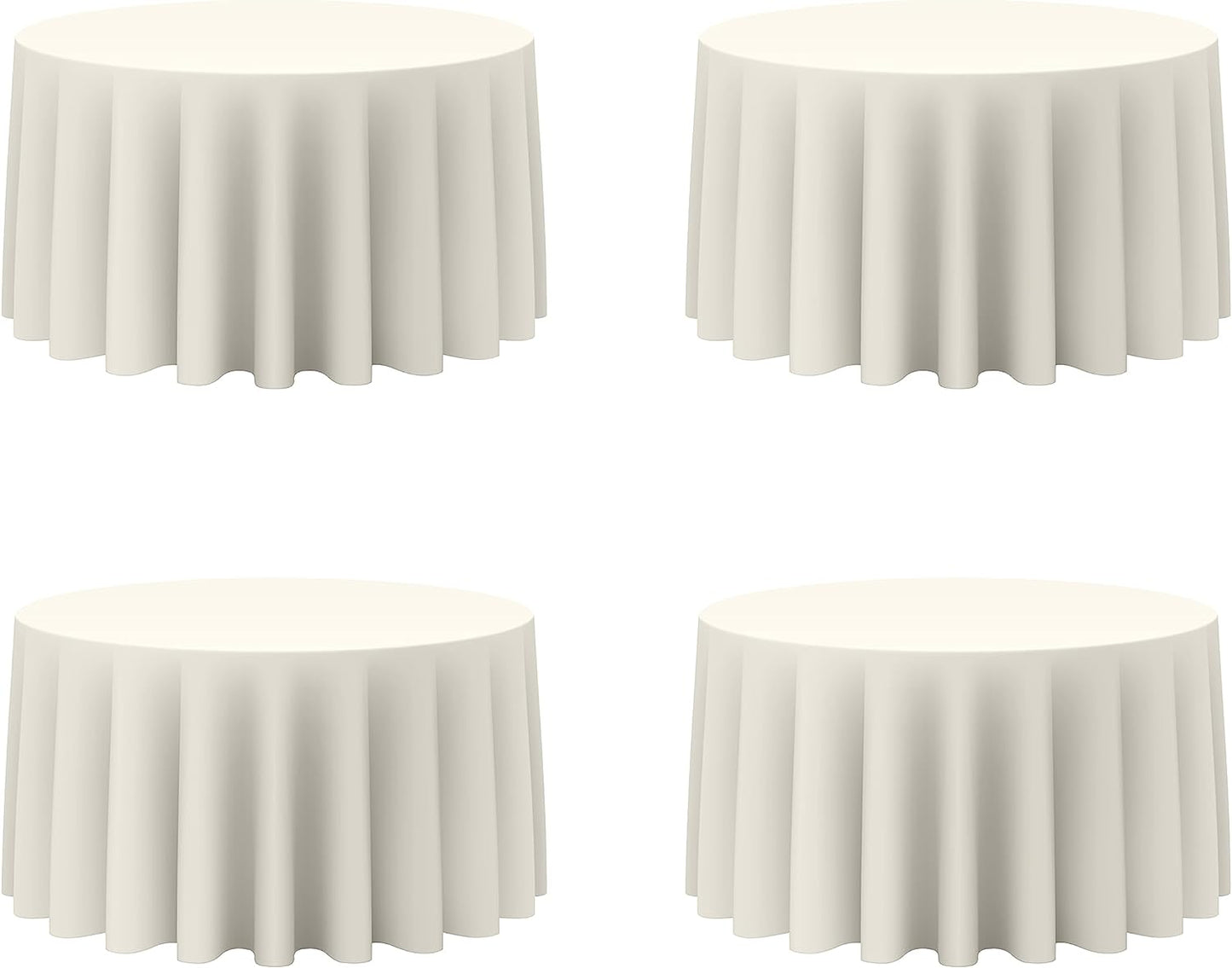 BRILLMAX 4 Pack Ivory Round Tablecloths 120 Inch - Circle Bulk Linen Polyester Fabric Washable Table Cloth Cover for Wedding Reception Banquet Birthday Party Buffet Restaurant