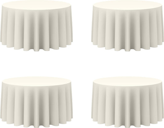 BRILLMAX 4 Pack Ivory Round Tablecloths 120 Inch - Circle Bulk Linen Polyester Fabric Washable Table Cloth Cover for Wedding Reception Banquet Birthday Party Buffet Restaurant