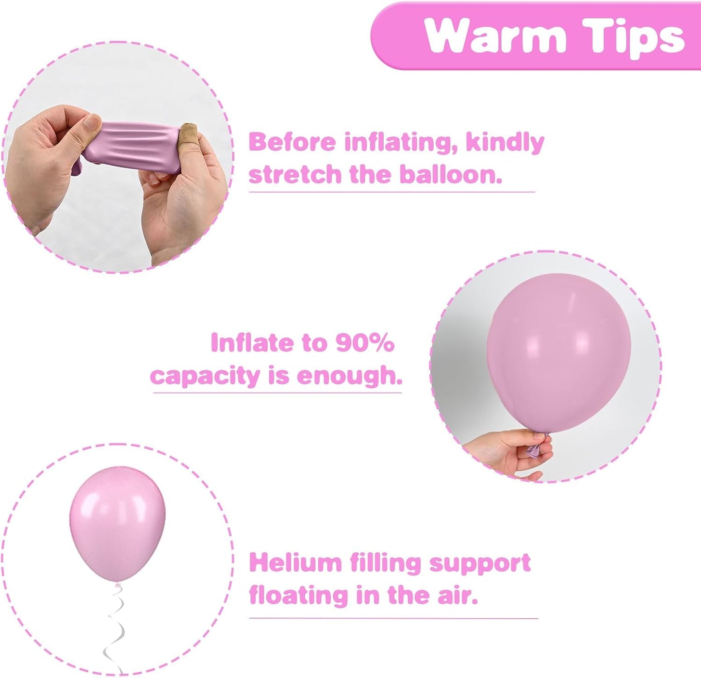 Pink Balloons, 12 Inch Hot Pink Balloons, Pastel Metallic Pink White Latex Balloon Helium for Girls Birthday Baby Shower Wedding Gender Reveal Bridal Shower Princess Party Decoration