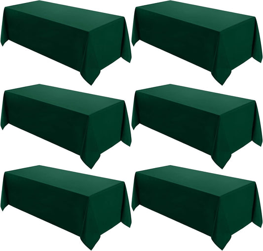 VidaFete Tablecloth 6 Pack 90 * 132inch Rectangle Table Cloth Polyester, Stain Wrinkle Resistant Polyester Dining Table Cover for Kitchen Dinning Party Wedding Rectangular Buffet Decoration(Green)