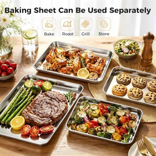 Onader Cookie Sheet with Cooling Rack, 16x12 Inch Stainless Steel Sheet Pan - Image 6