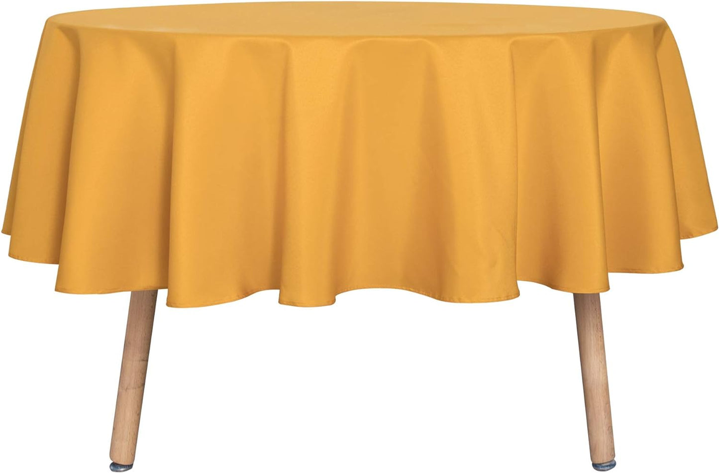 sancua Round Tablecloth - 70 Inch - Water Resistant Spill Proof Washable Polyester Table Cloth Decorative Fabric Table Cover for Dining Tables, Buffet Parties and Camping, Gold