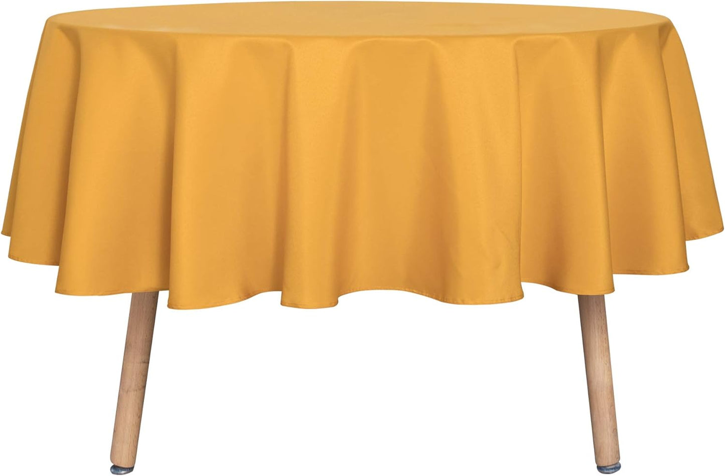 sancua Round Tablecloth - 80 Inch - Water Resistant Spill Proof Washable Polyester Table Cloth Decorative Fabric Table Cover for Dining Tables, Buffet Parties and Camping, Gold