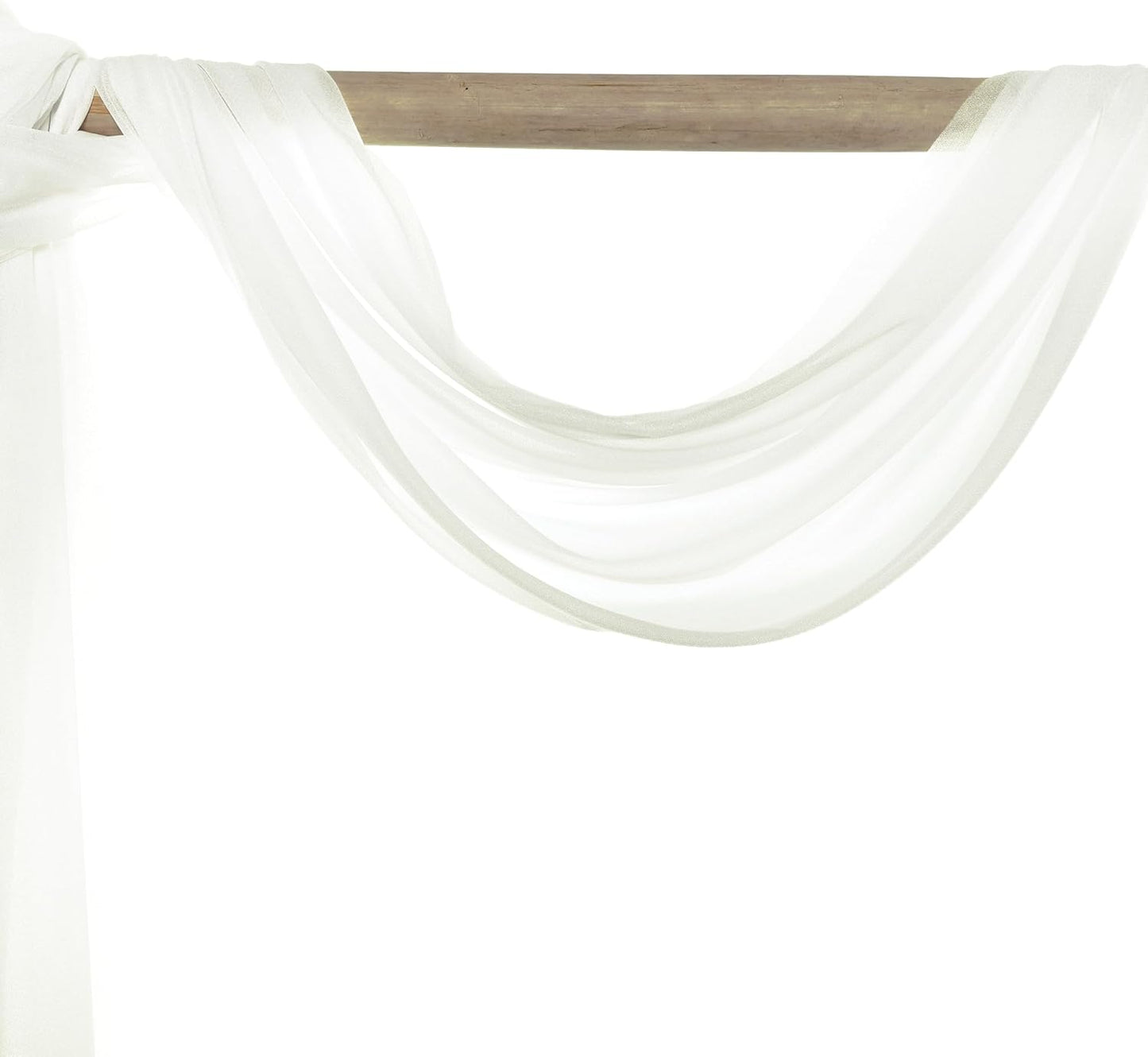 VDS Pack of 4 Panel (30 Inch X 20 Feet) Wedding Arch Draping Fabric Sheer Chiffon Fabric Drapery for Wedding Ceremony Reception Swag Backdrop Canopy Chuppah ARBO Altars Decoration (Ivory)