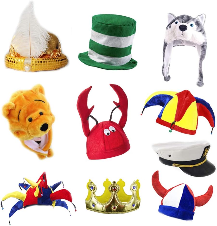 Novelty Party Hats,Funny Costume Hats,6 Assorted Dress Up Party Hats for Adult