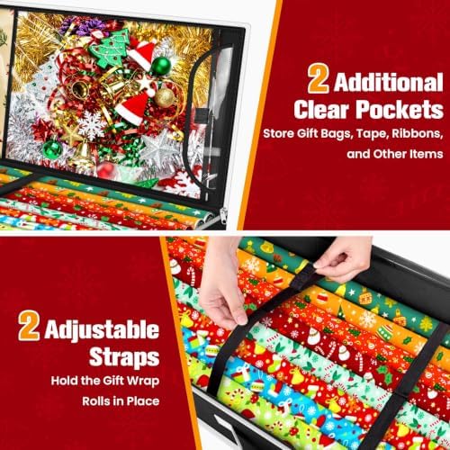 Wrapping Paper Organizer Storage, Christmas Wrapping Paper Storage, Black - Image 3