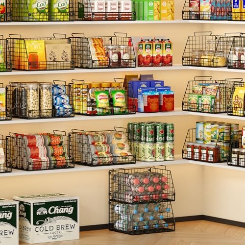 3 Pack XXL Stackable Wire Baskets, Large Storage Bins for Onion, Potato, Vegetable, Fruit, Snack, Pantry Baskets for Kitchen Cabinet Countertop, Pantry Organizers and Storage Solutions - Image 5
