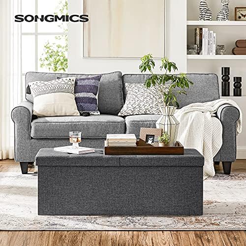 SONGMICS 43.3 Inches Storage Ottoman, Foldable Bench with Flipping Lid - Image 2
