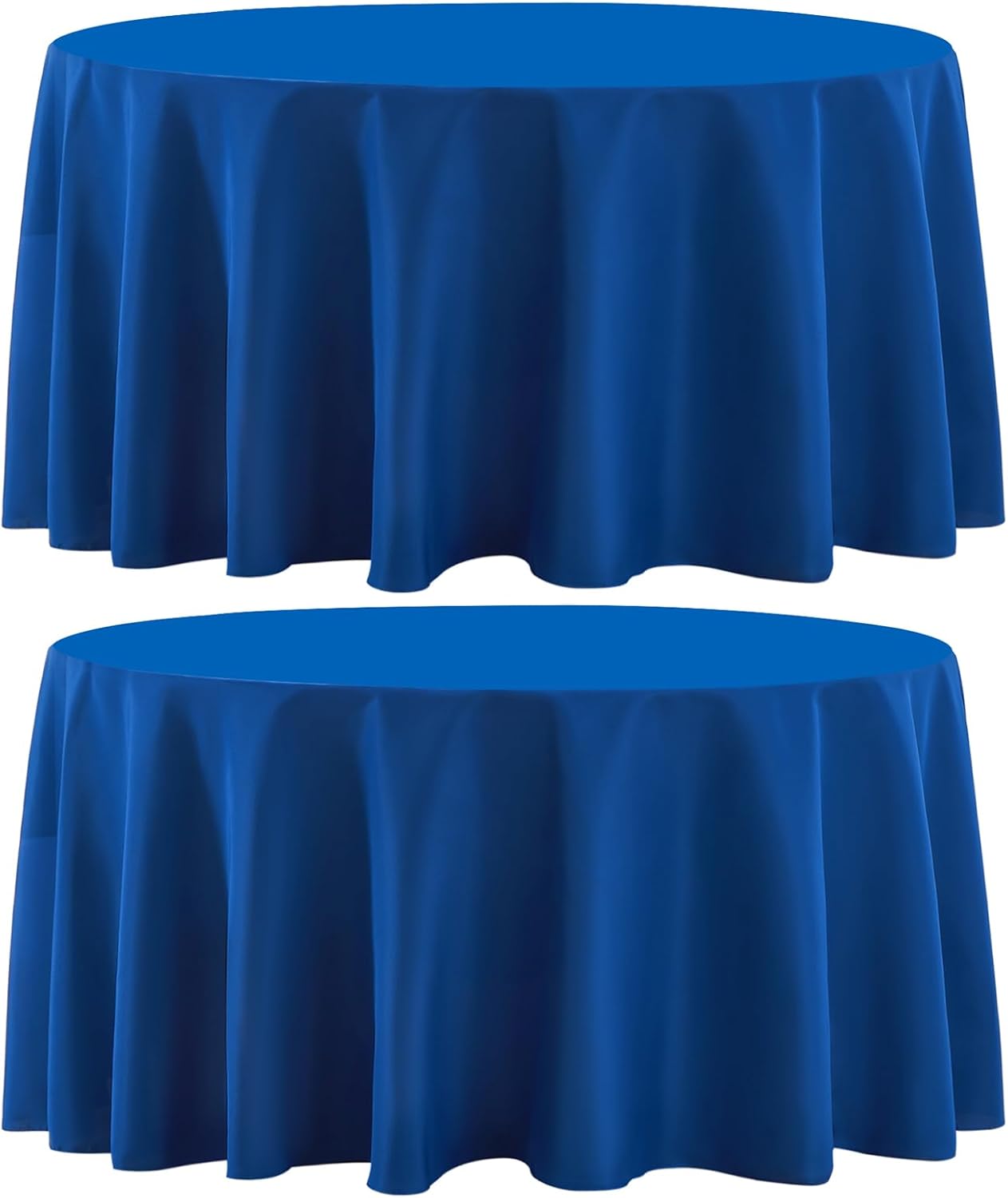 Round Tablecloth 132 Inch 2 Pack Royal Blue Tablecloths Washable Decorative Linen Polyester Table Clothes Cover for Dining Table Banquets Buffet Parties and Wedding
