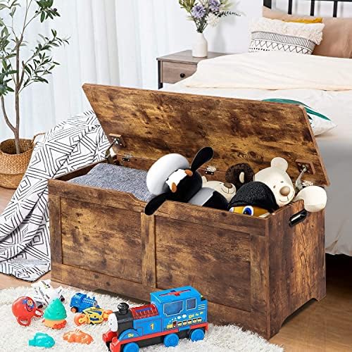 Timberer 39.4" Storage Chest, Wooden Storage Bench, Lift Top Toy Chest - Image 2