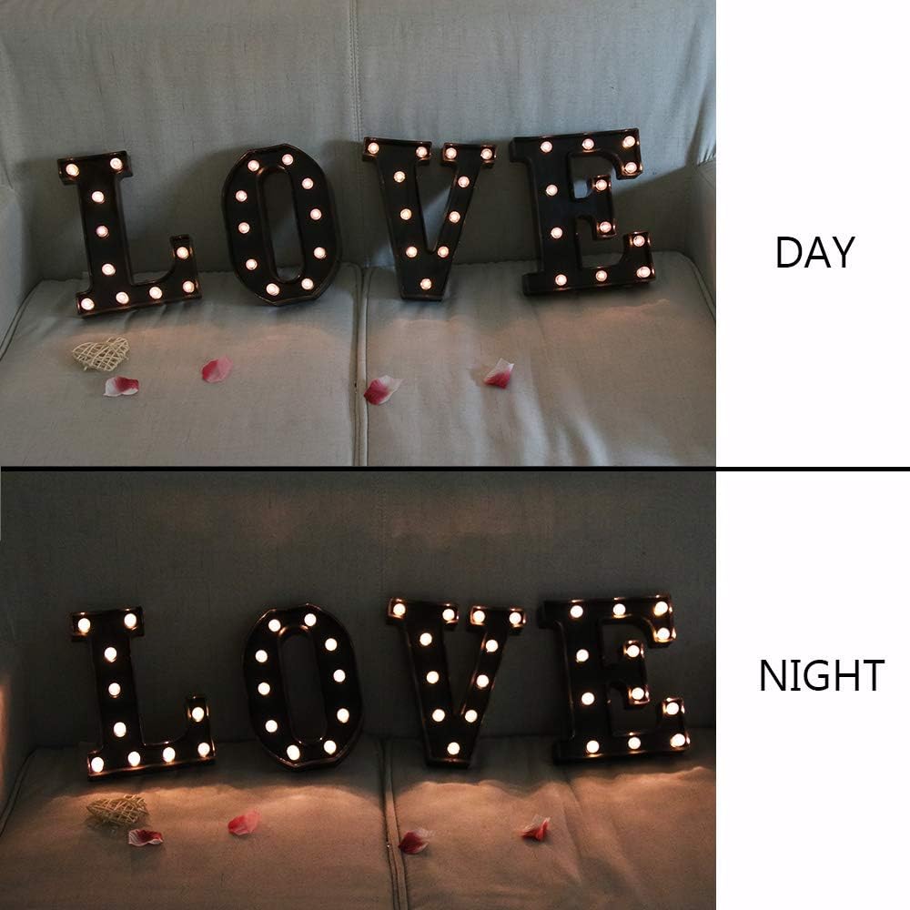 Light Up Black Alphabet Marquee Letters Sign LED Marquee Number Lights Sign for Night Light Home Bar Christmas Lamp Birthday Party Wedding Decoration N
