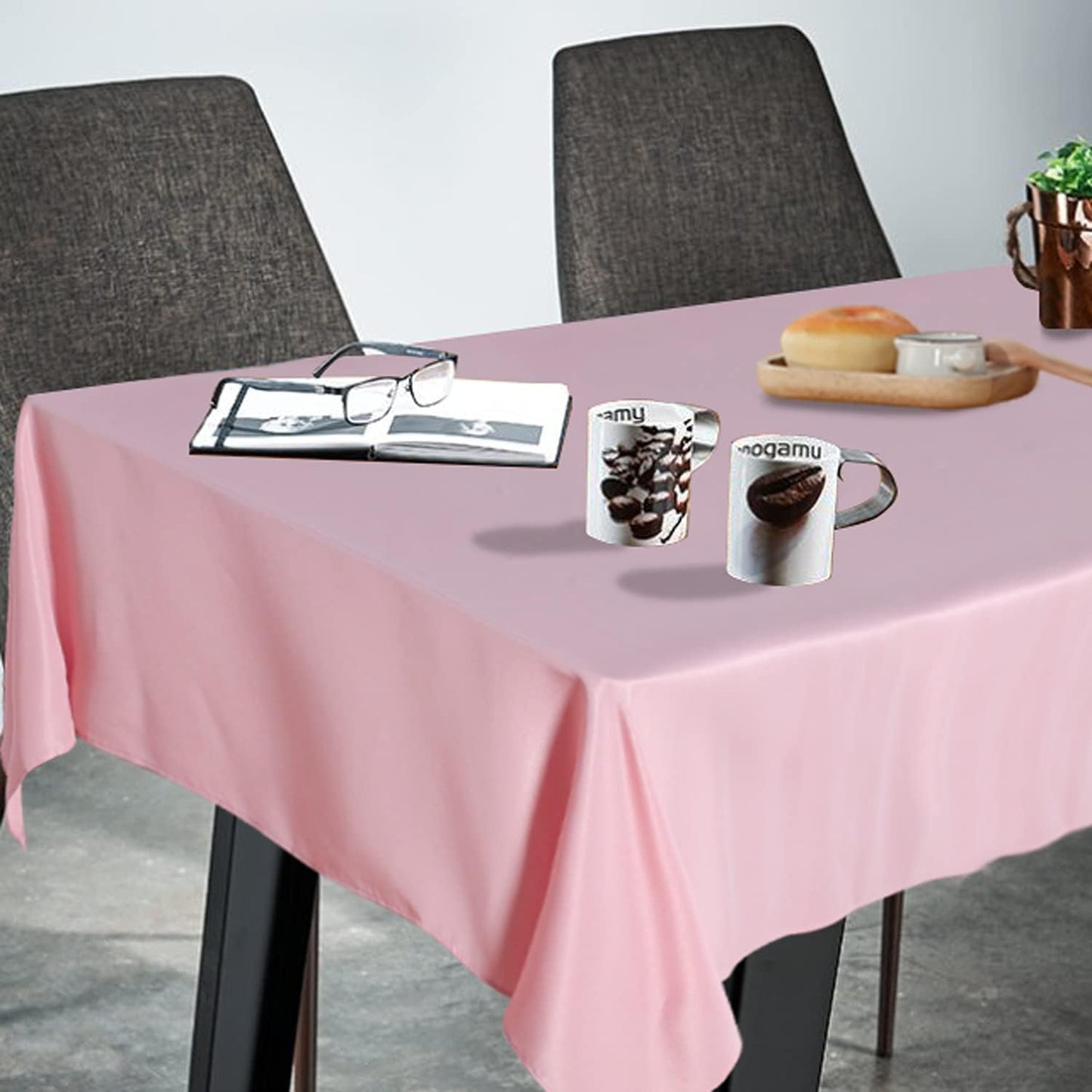 Fitable Rectangle Tablecloth Stain and Wrinkle Resistant Washable Polyester Table Cloth for Buffet Parties and Camping (60x102 inch, Pink)
