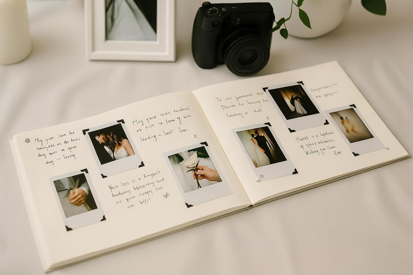 Wedding Guest Book – Personalized Polaroid Guest Book for Wedding Reception, Custom Sign In Photo Book with Blank Pages, Elegant Keepsake for Guests (Classic Black)