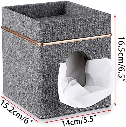 Sumnacon Linen Square Tissue Box Cover with Tray Tissue Box Holder,Grey - Image 4