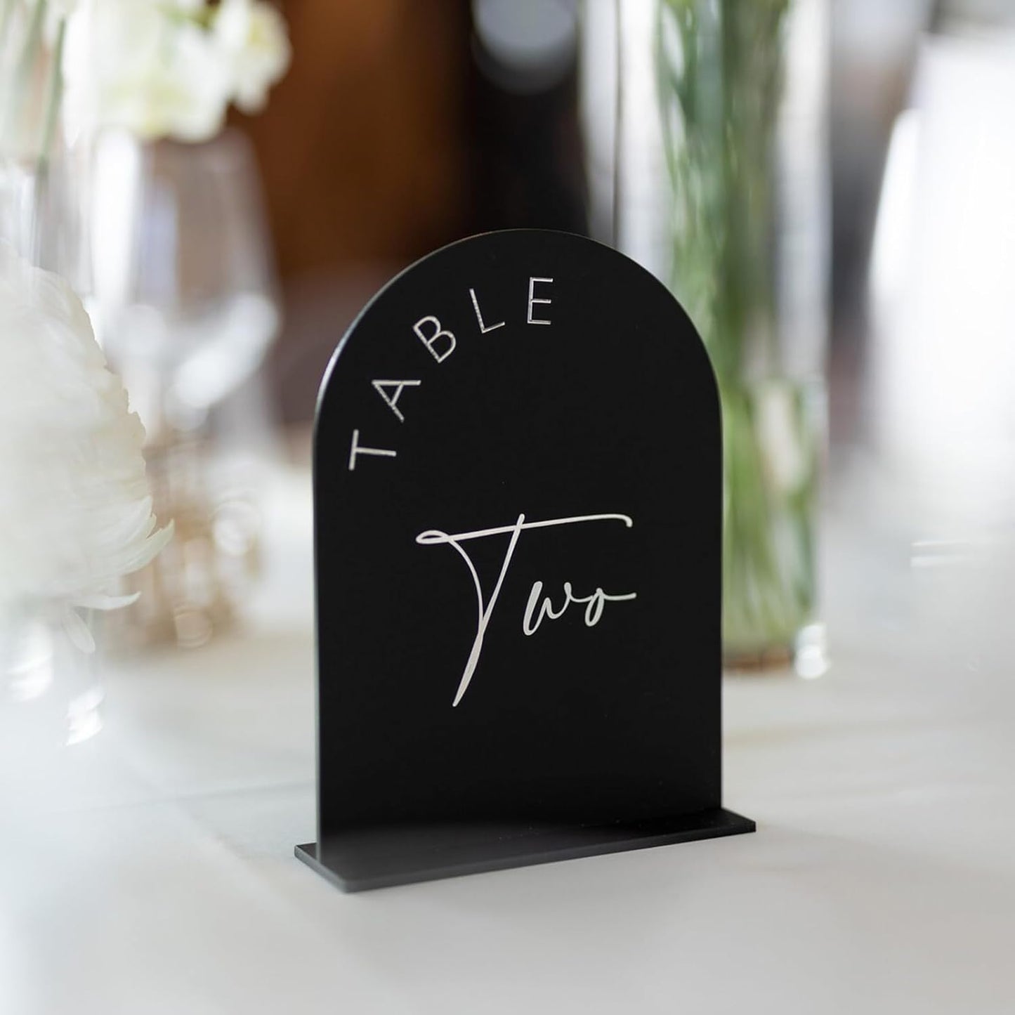 Black Arch Wedding Table Numbers with Stands 1-30, 5x7 Inch Black Acrylic Arch Sign with Holder, Arched Acrylic Table Numbers for Wedding Reception (1-30, 5"x7")