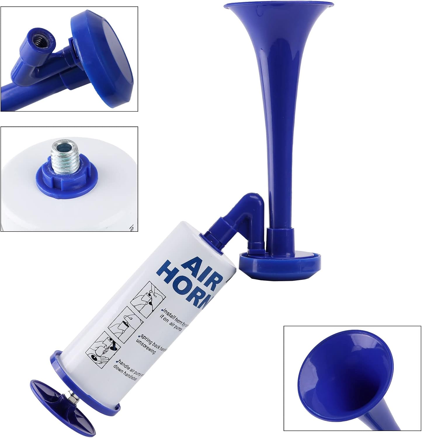 Reusable Air Horn, Aluminum Handheld Air Pump Horn for Marine Safety,graduation,Sporting Events,Birthdays, Parties, and Celebrations,Loud horn scare animals(Handheld Air horn blue 2pcs)