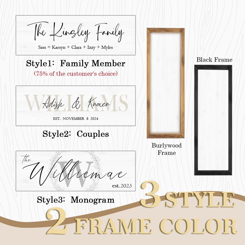 Last Name Signs for Home, Personalized Wall Decor, Framed Family Name Signs for Home Decor, Custom Wood Sign, Established Farmhouse sign, Housewarming Gift