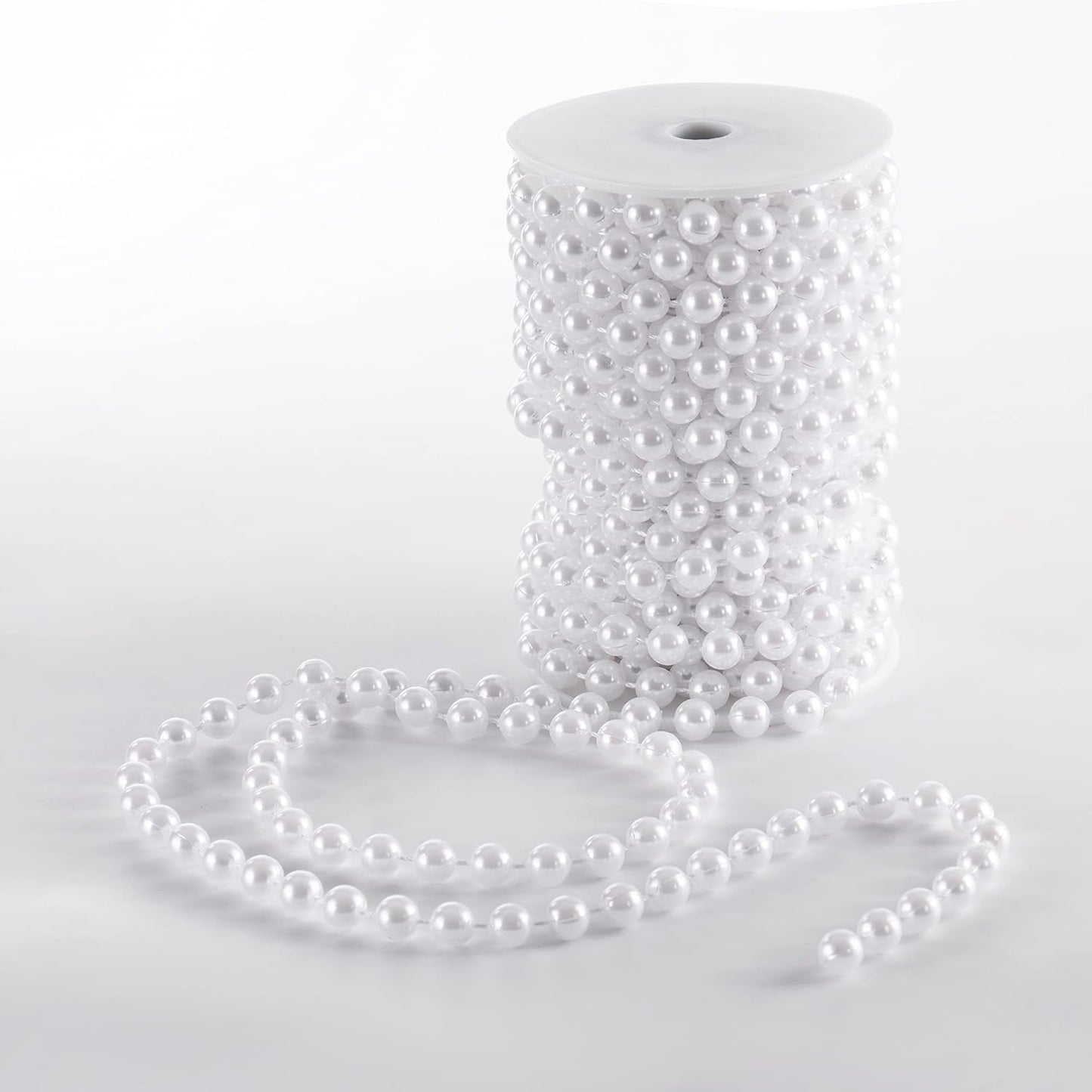 Craft String Pearls 10MM Pearl Bead, 33 Feet White Faux Pearl Garland Spool Roll Strand Wedding Party Decoration, Christmas Tree Decorations