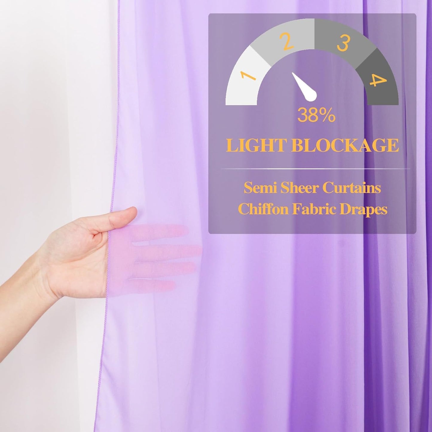 DUOBAO Chiffon Backdrop Curtain-2 Panels 29"x108" Wedding Drapes Lavender Sheer Beach Curtains for Living Room Voile Window Curtain Photography Background (29''x108''x2pcs, Lavender)