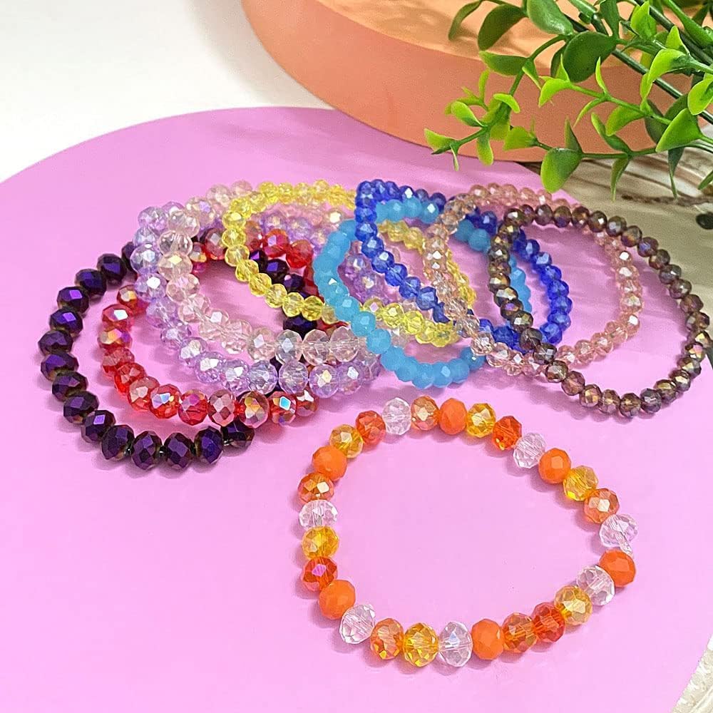100pcs 8mm Crystal Glass Beads for Crafts Faceted Rondelle Glass Beads for Jewelry Making Crystal Spacer Beads for Necklaces Bracelets Earrings DIY Craft(Light Blue AB)