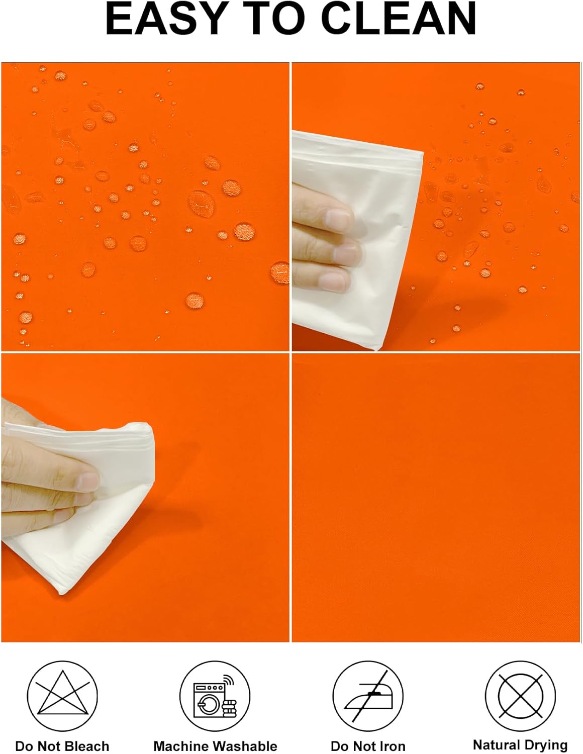 Fokitut 2 Pack Waterproof Rectangle Tablecloth, 90x156 Inch, Stain Resistant and Wrinkle Polyester Table Cloth, Fabric Table Cover for Kitchen Dining, Wedding, Party, Holiday Dinner-Orange