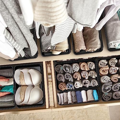 Simple Houseware Interlocking Desk Drawer Bins Organizer, 10 Packs, Black - Image 4