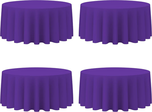 BRILLMAX 4 Pack Purple Round Tablecloths 132 Inch - Circle Bulk Linen Polyester Fabric Washable Table Cloth Cover for Wedding Reception Banquet Birthday Party Buffet Restaurant