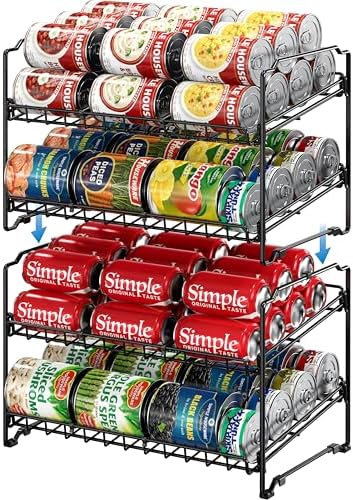 Simple Houseware 2 Tier Stackable Can Rack, Black, 2 Pack by SimpleHouseware