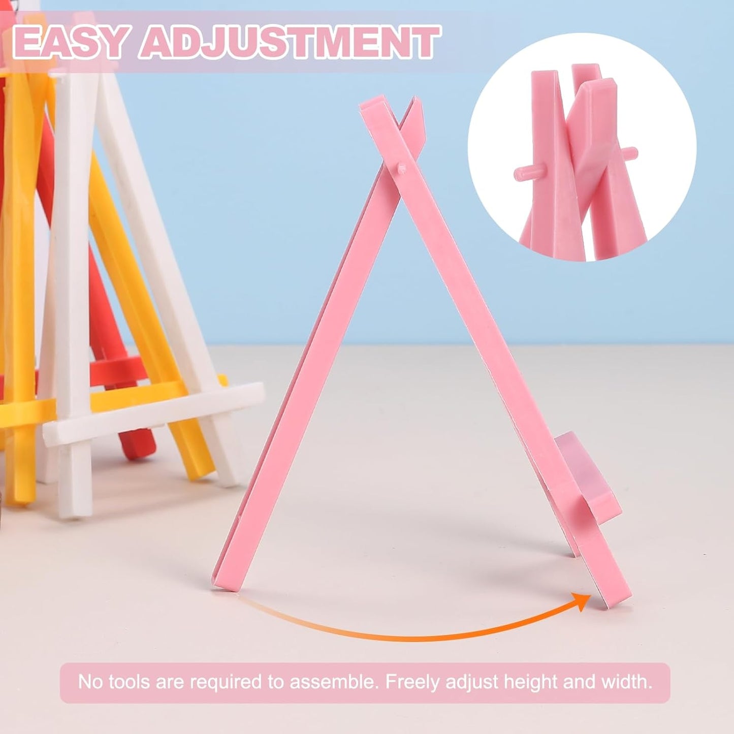 MECCANIXITY Mini Plastic Display Easels, 6.3"x3.4"A-Frame Plastic Painting Tabletop Easels Holder Stand for Photos Cards Artists Beginners Displaying Small Canvases Art(Pack of 12, Rose Red)