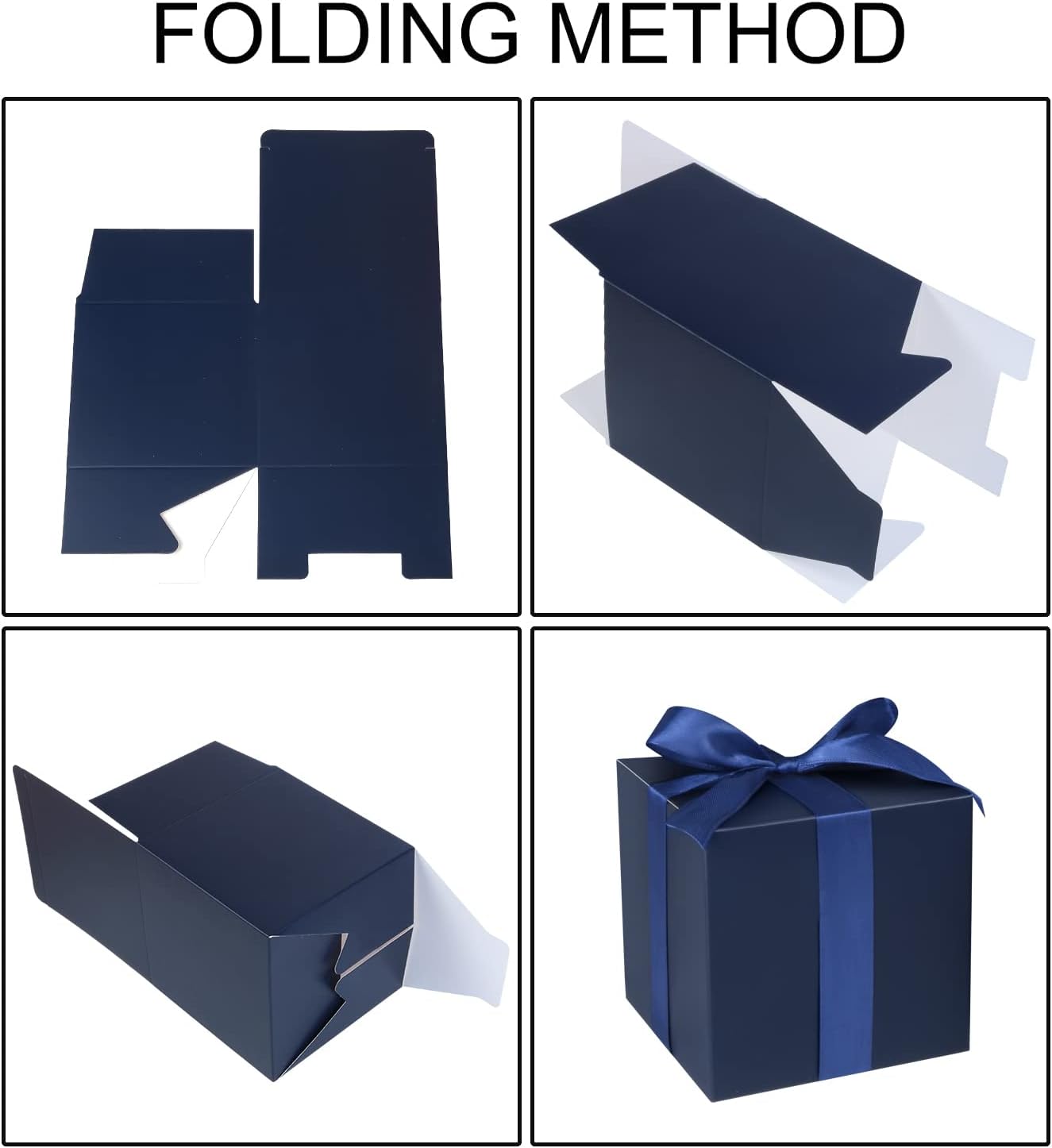 COTOPHER Small Gift Boxes 25 Pack 6x6x6 inches Blue Gift Boxes with Lids for Gifts, Crafting, Wedding Party Favor, Cupcake Boxes, Candy, Bridesmaids Proposal Box with Ribbons and Stickers