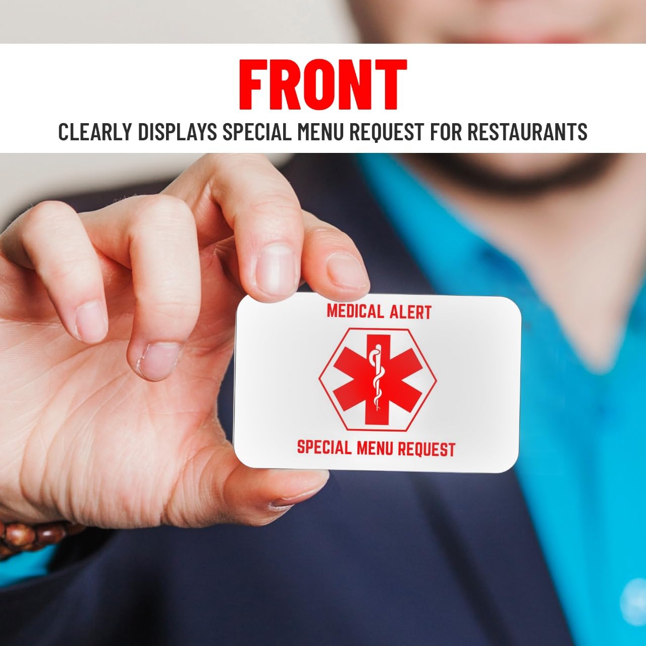 Bariatric Card for Restaurants, Special Menu Request Card, Portion Control Restaurant Request for Bariatric or Gastric Sleeve Patients, Wallet Sized, Set of 2 Cards (2, White, 3.375in x 2.125in)