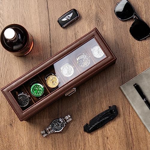 ProCase Watch Box, 6 Slot Watch Display Case with Drawer -Espresso - Image 3