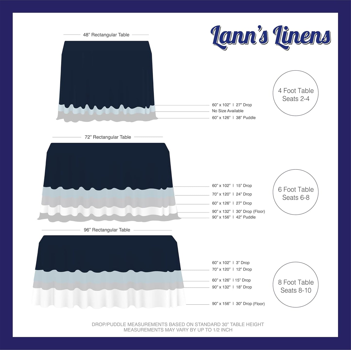Lann's Linens - 10 Premium 90" x 156" Tablecloths for Wedding/Banquet/Restaurant - Rectangular Polyester Fabric Table Cloths - Baby Blue