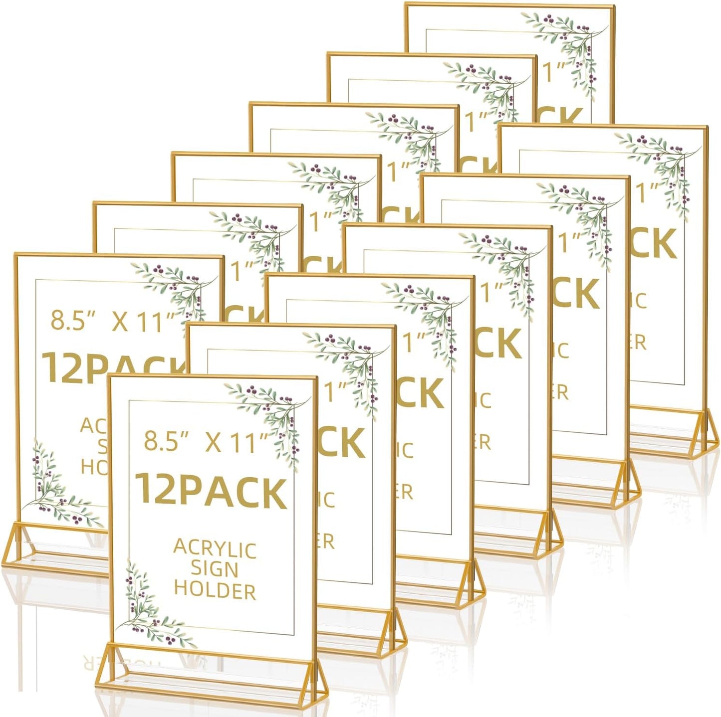 Acrylic Sign Holder 8.5X11 Double Sided Table Flyer Holder , Plastic Acrylic Display Stand for Home Office Shop Restaurant (12pcs)
