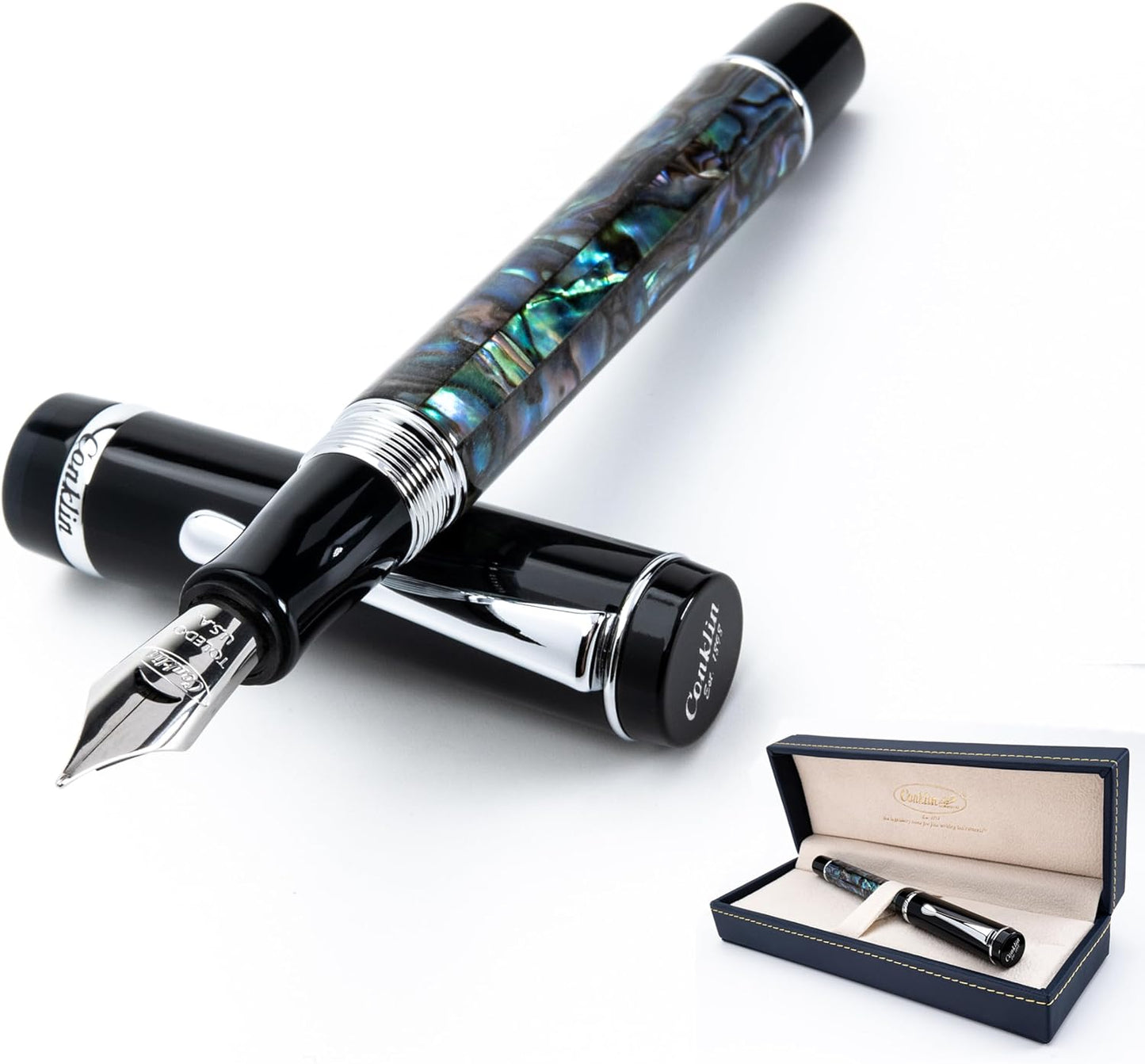 Conklin Duragraph Fountain Pen Abalone Nights - Flex Nib, Dynamic Writing Tool with Exquisite Abalone Finish
