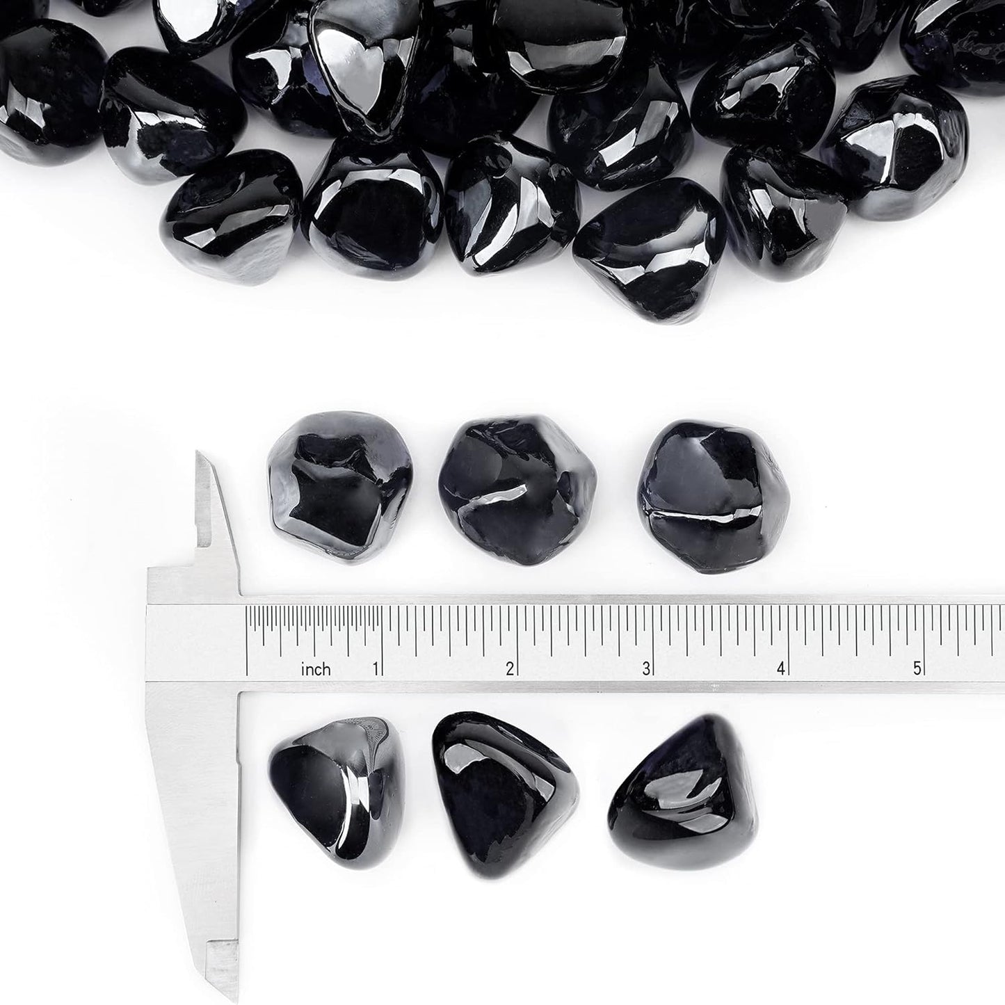 Stanbroil 10-Pound Fire Glass Diamonds - 1/2 inch Luster Fire Glass for Fireplace Fire Pit and Landscaping, Onyx Black Luster