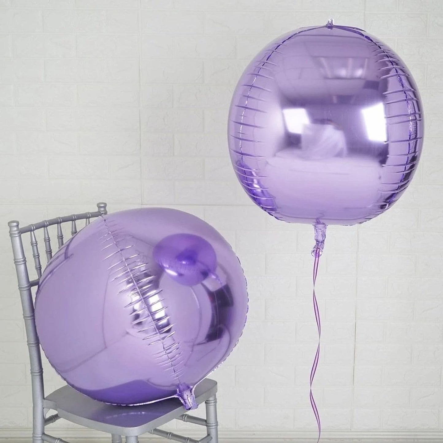 6Pcs Purple Round Foil Balloons,Giant 4D Round Ball Balloon,22 Inch Metallic Purple Balloons for Birthday Wedding Prom Party Decorations