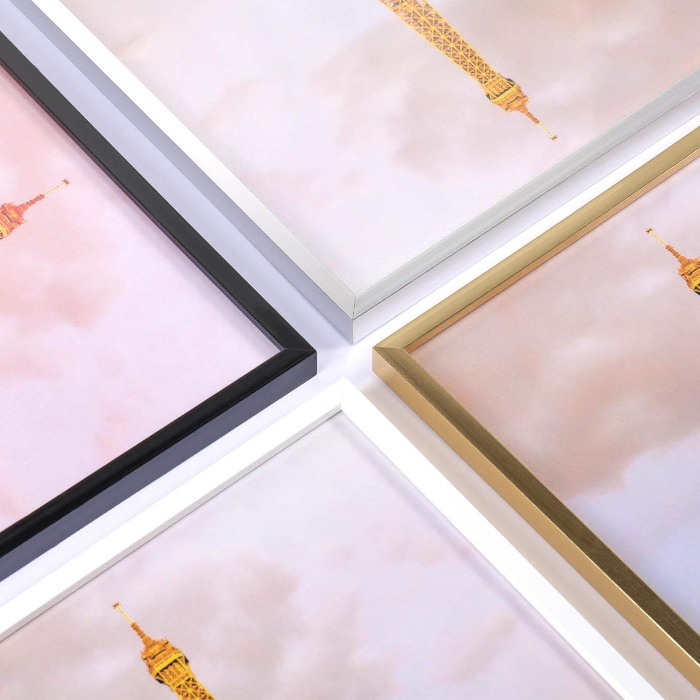 upsimples 5x7 Picture Frame Set of 3, Made of High Definition Glass for 5 x 7 Gold Frames, Wall and Tabletop Display Thin Border Photo Frame for Home Décor