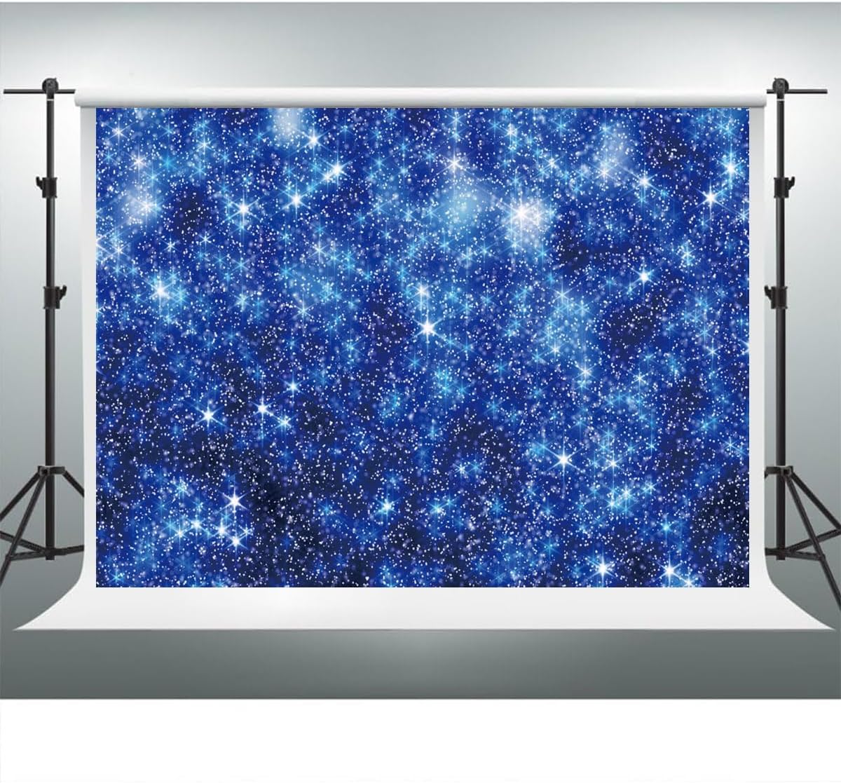YongFoto Blue Glitter Backdrop 12x10ft Silver Light Spots Navy Blue Sequin Bokeh Photography Background Birthday Bridal Shower Wedding Photography Background Party Banner Decor Portraits Photoshoot