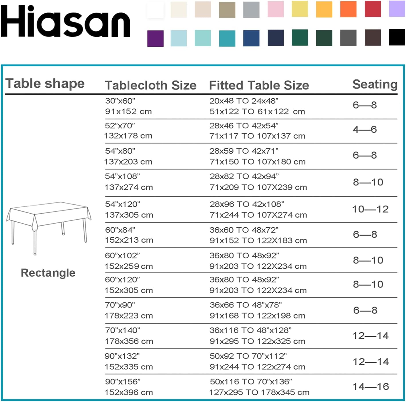 Hiasan Rectangle Tablecloth Grey - Wrinkle Resistant and Waterproof Washable Polyester Fabric Table Cloth for Dining Party and Outdoor Use, 70 x 108 Inch