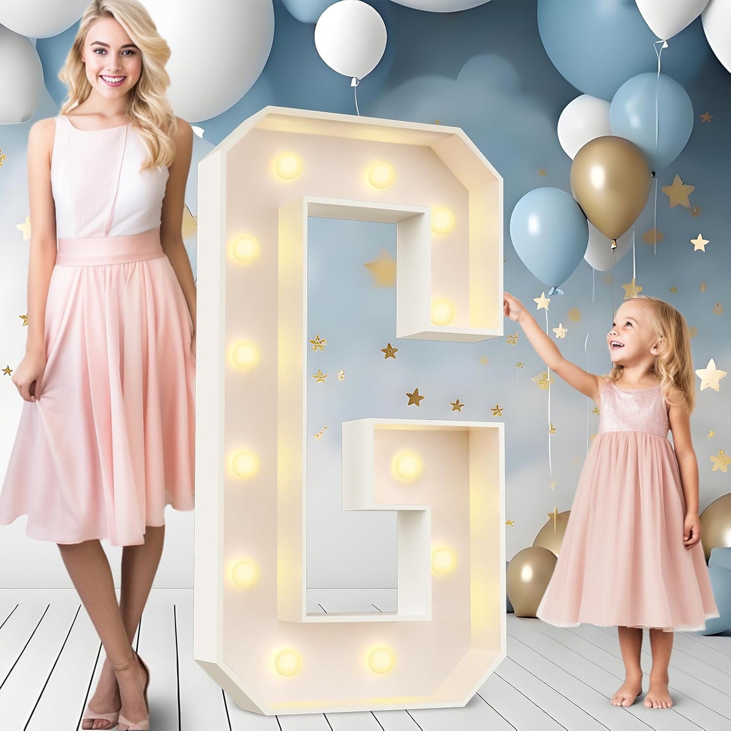 Ledido 4FT Marquee Light Up Letters Large Light Up Letters for Party Decoration, Marquee Letter for Birthday Graduation Baby Shower Wedding, Pre-Cut Foam Board Assembly Required Letter G